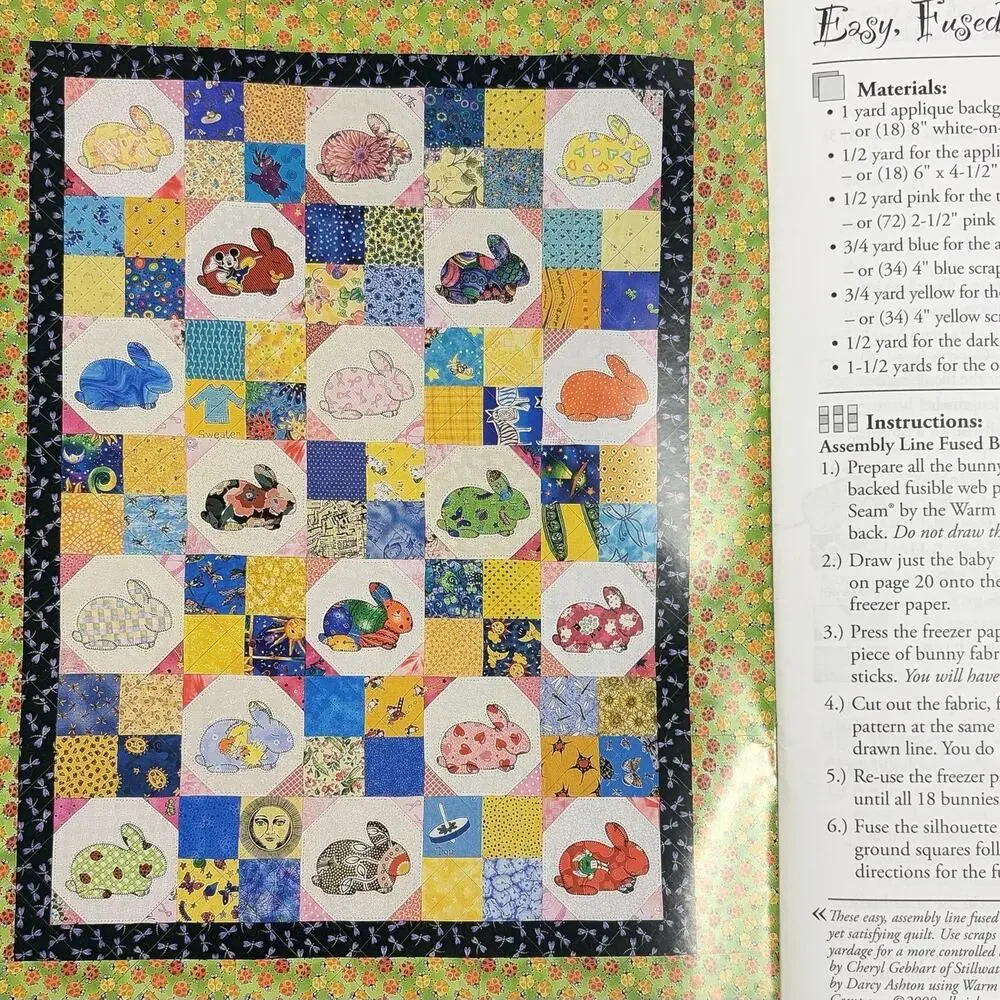 Bunnies & More Quilt Pattern Book Darcy Ashton Appliques Quilting Bunny Rabbit